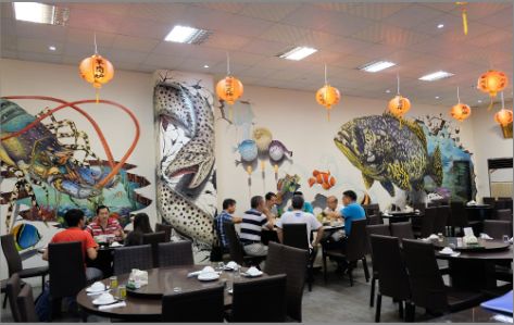 神木海鲜餐厅墙体彩绘